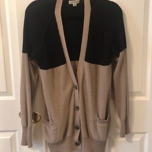 Brown & black color block cardigan